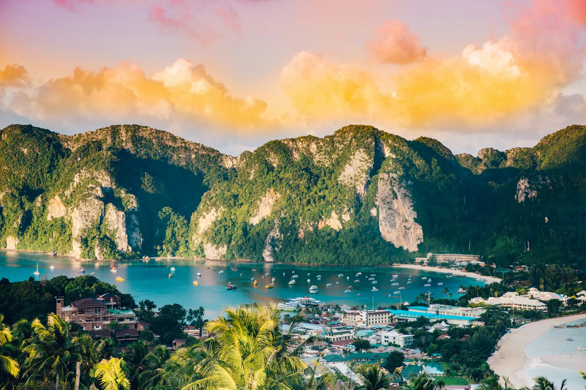 The Phi Phi Islands from the viewpoint at sunrise